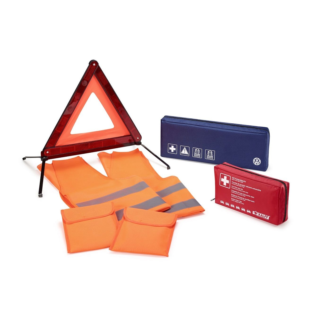 Kit de sécurité : triangle, 2 gilets et trousse de premier secours